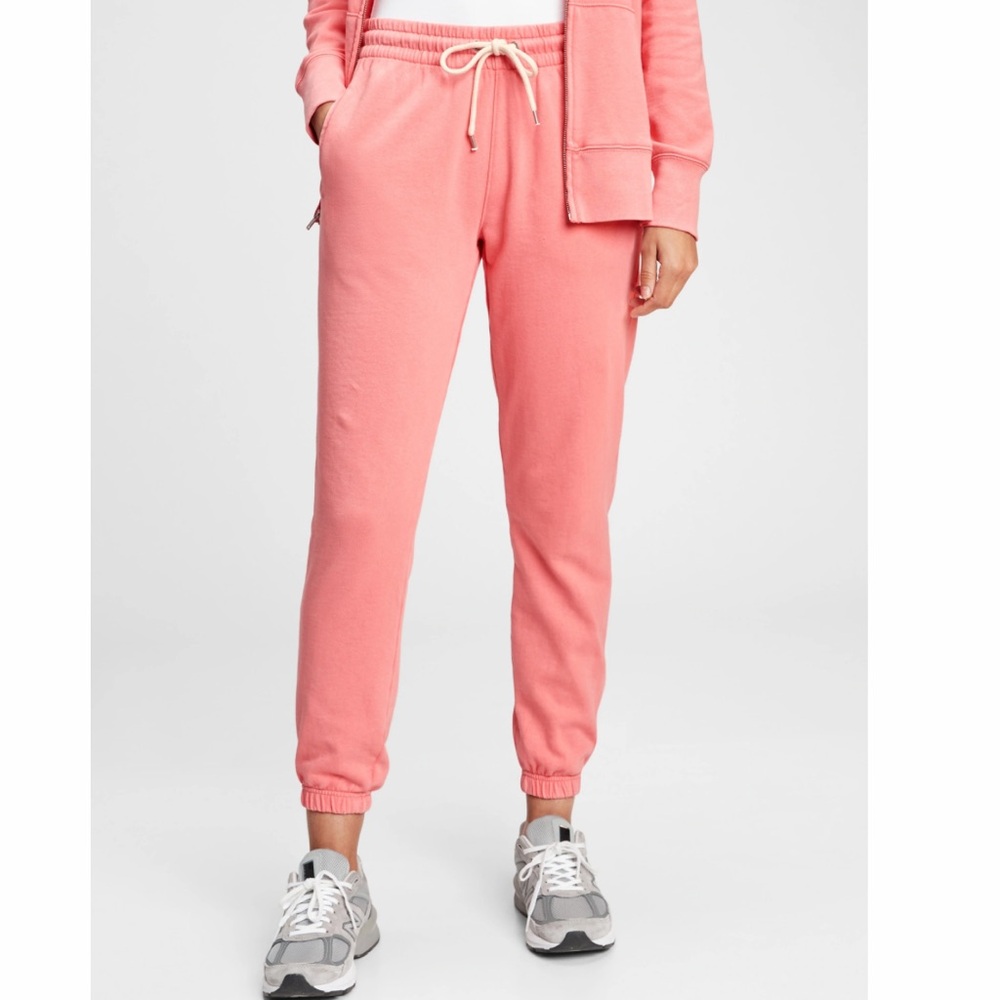 GAP SOFT JOGGER SWEATPANTS /POCKETS ROPE TIE/HAND DYED APPLE BLOSSOM PINK SMALL - Picture 11 of 13